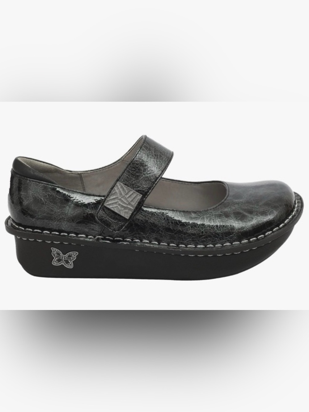 Alegria Mary Jane Platform Shoe in Metallic Pewter size 37 /7-7.5 Preowned
